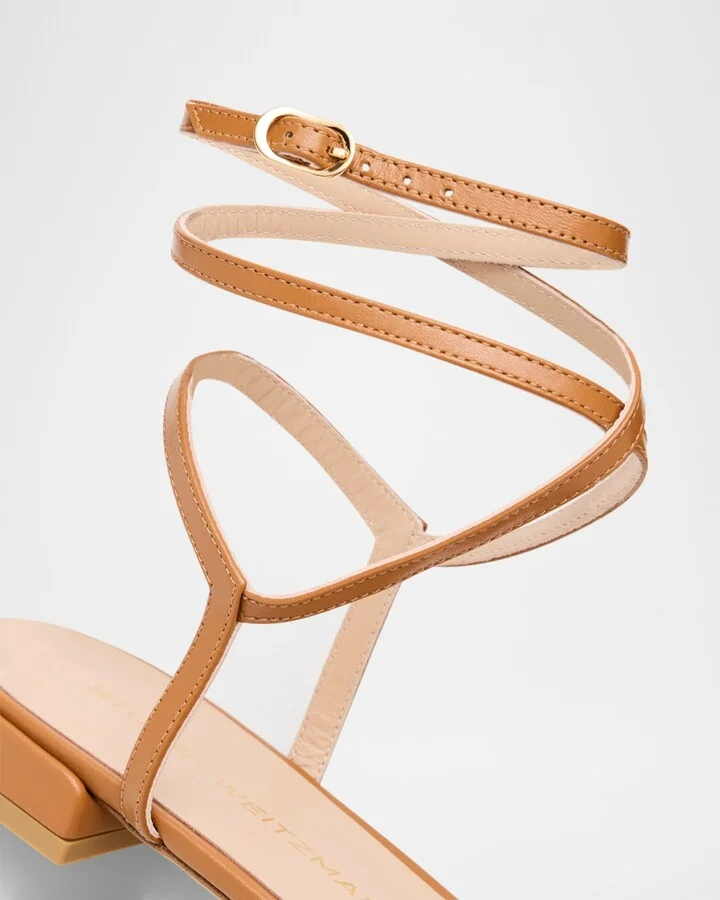 Nudist Leather Ankle-Wrap Sandals - Image 5