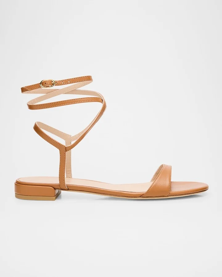 Nudist Leather Ankle-Wrap Sandals