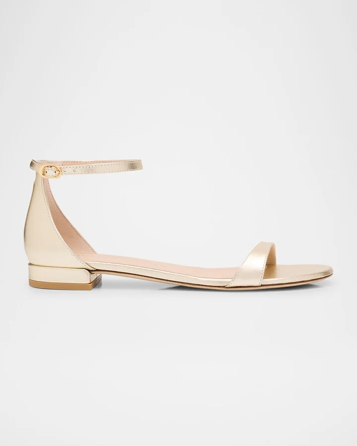 Nudist Metallic Ankle-Strap Sandals
