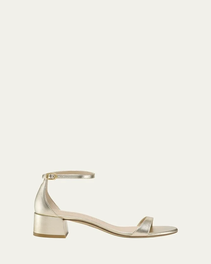 Nudist Metallic Ankle-Strap Sandals