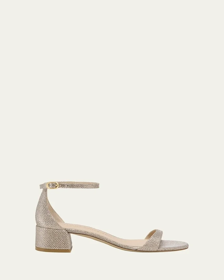 Nudist Metallic Ankle-Strap Sandals