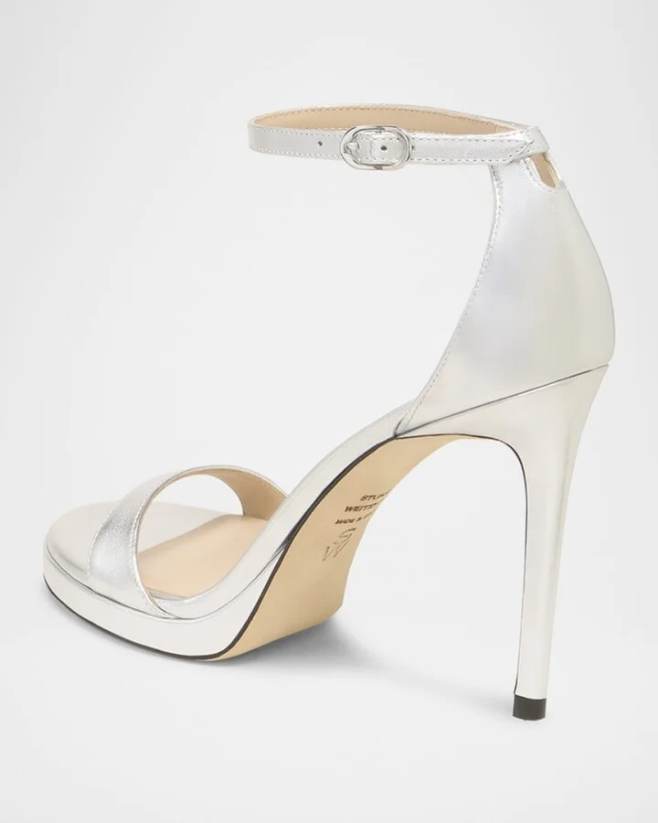 Nudist Metallic Ankle-Wrap Platform Sandals - Image 7