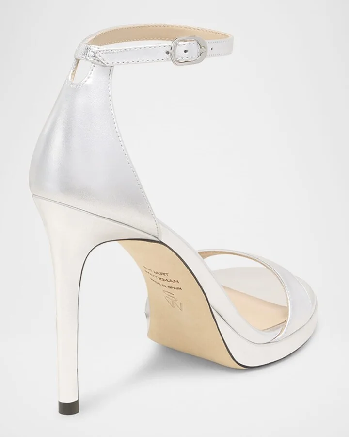 Nudist Metallic Ankle-Wrap Platform Sandals - Image 8