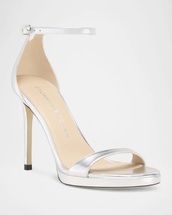 Nudist Metallic Ankle-Wrap Platform Sandals - Image 9