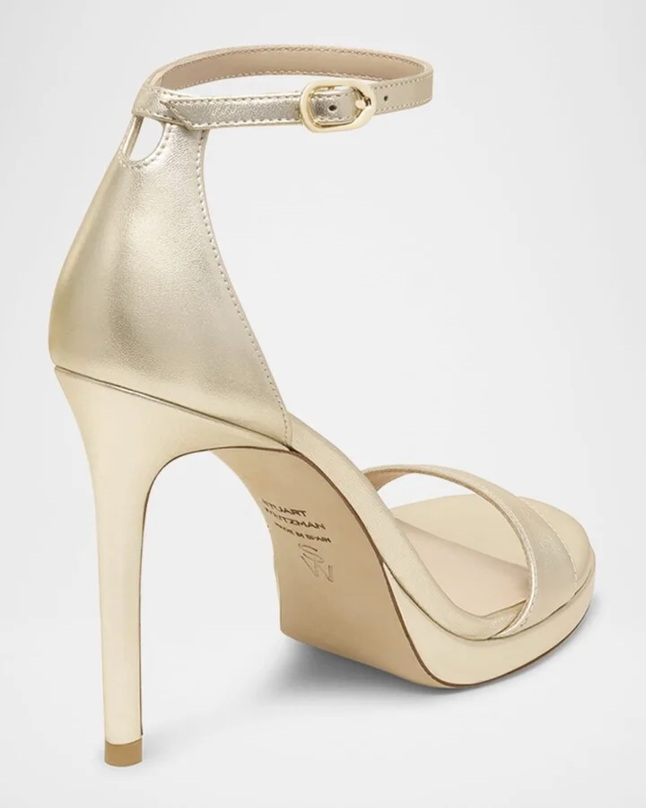 Nudist Metallic Ankle-Wrap Platform Sandals - Image 10