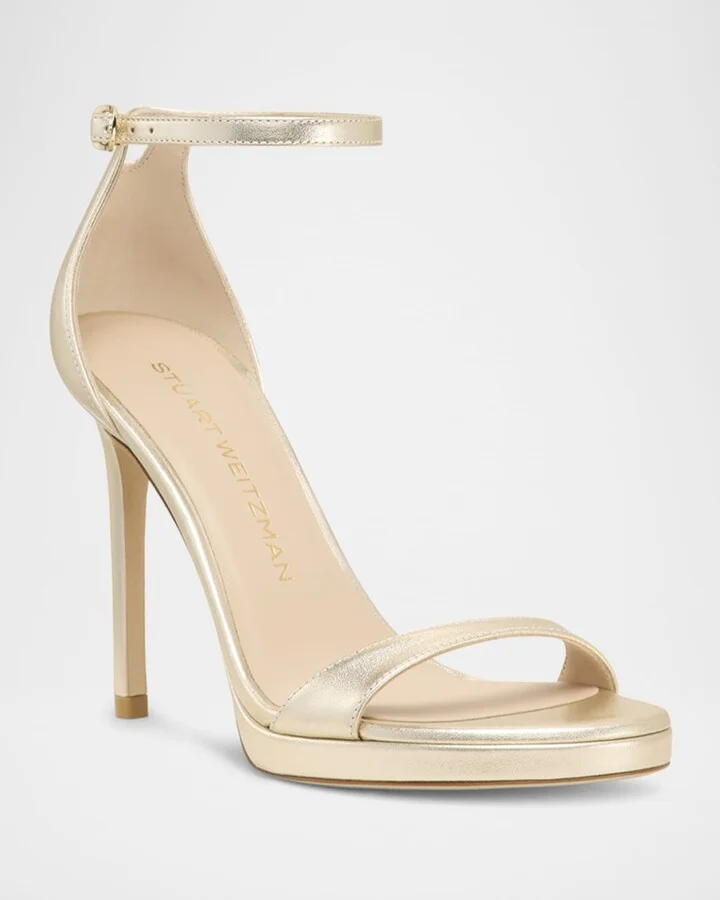 Nudist Metallic Ankle-Wrap Platform Sandals - Image 11