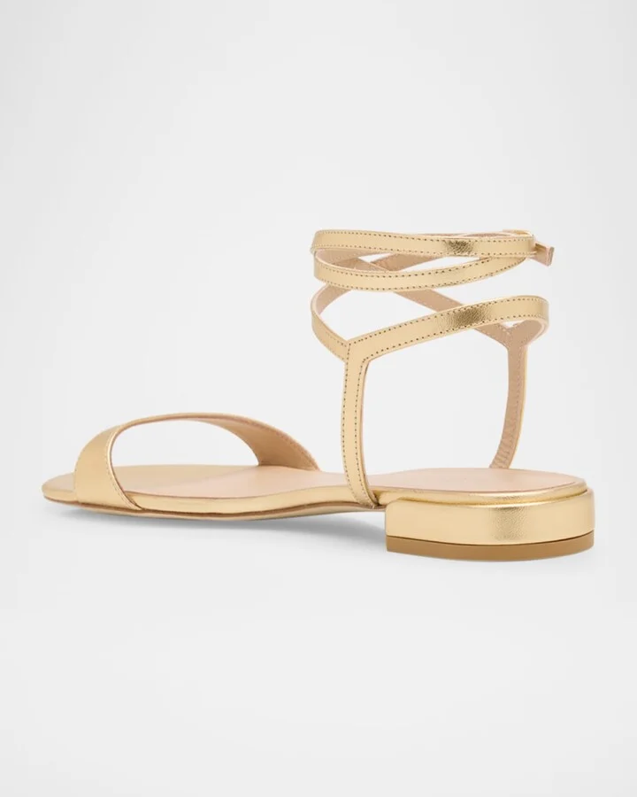 Nudist Metallic Ankle-Wrap Sandals - Image 2