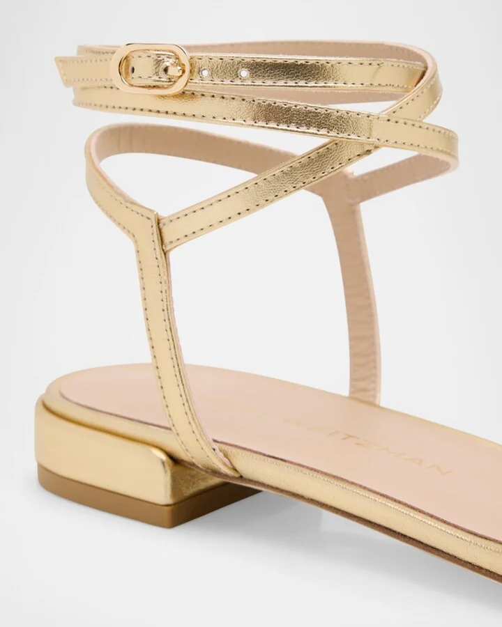Nudist Metallic Ankle-Wrap Sandals - Image 8