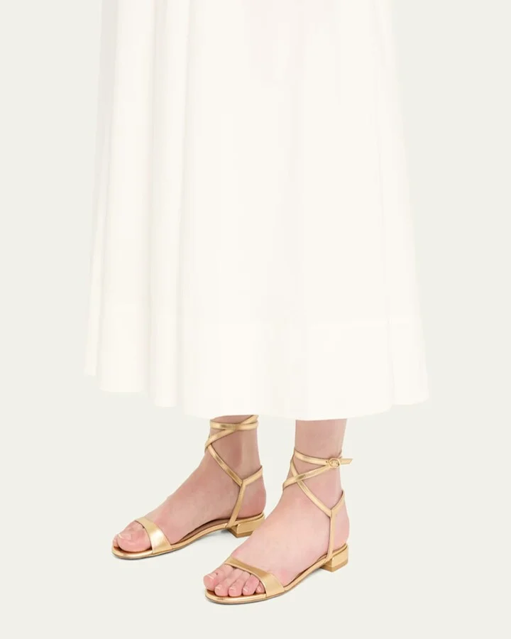 Nudist Metallic Ankle-Wrap Sandals - Image 3