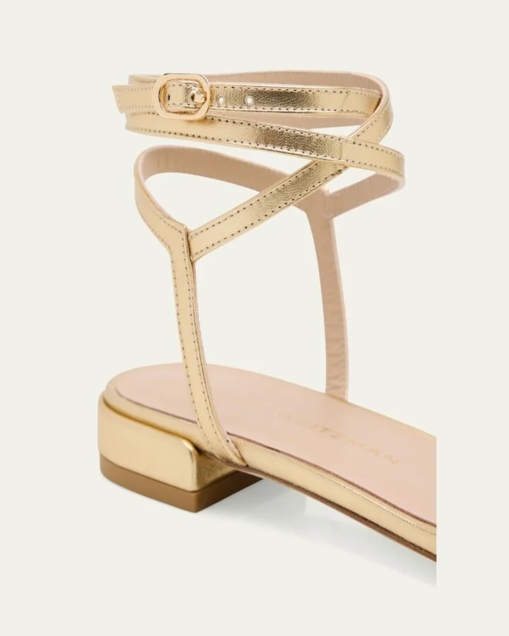 Nudist Metallic Ankle-Wrap Sandals - Image 4