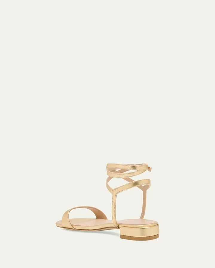 Nudist Metallic Ankle-Wrap Sandals - Image 11