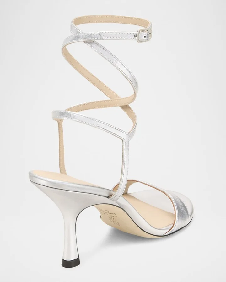 Nudist Metallic Ankle-Wrap Sandals - Image 5