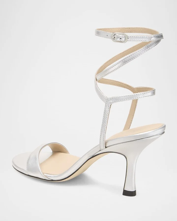 Nudist Metallic Ankle-Wrap Sandals - Image 6