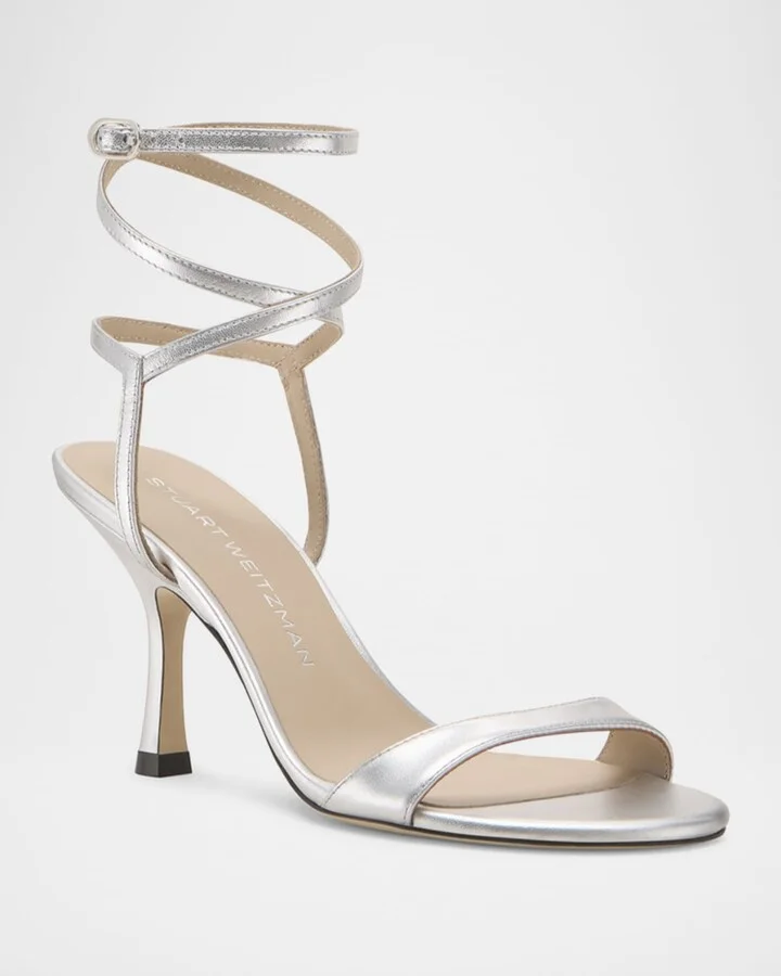 Nudist Metallic Ankle-Wrap Sandals - Image 7