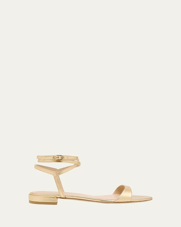 Nudist Metallic Ankle-Wrap Sandals
