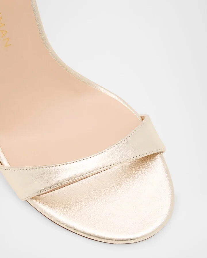 Nudist Metallic Leather Stiletto Wrap Sandals - Image 4