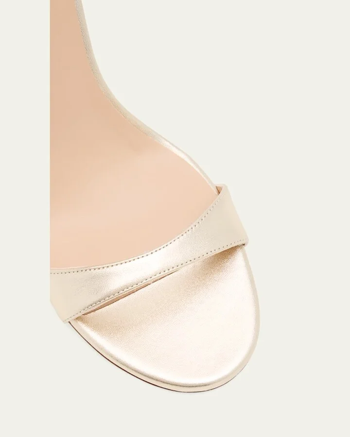 Nudist Metallic Leather Stiletto Wrap Sandals - Image 7