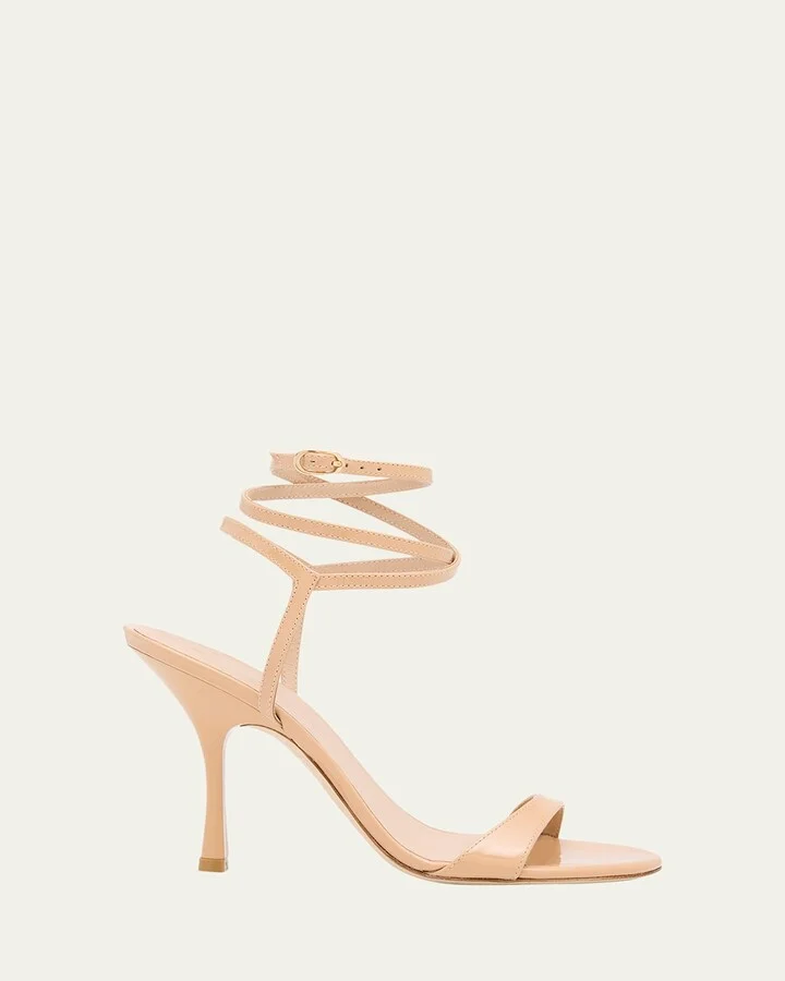 Nudist Patent Ankle-Strap Sandals