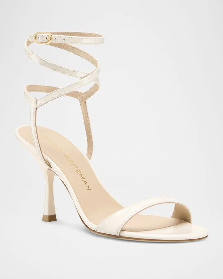 Nudist Patent Leather Ankle-Wrap Sandals - Image 3