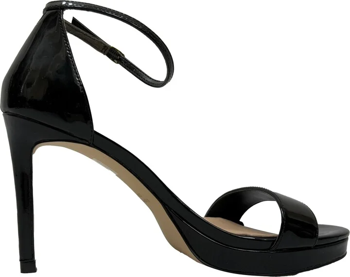 Nudist Platform Sandals in Black Patent Leather