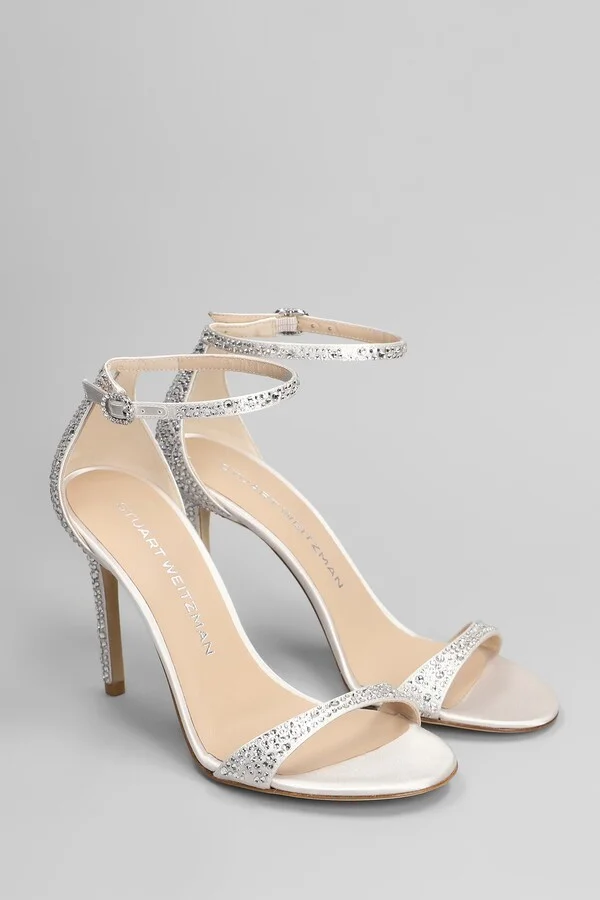 Nudist Shine Sandals In Silver Satin - Image 2