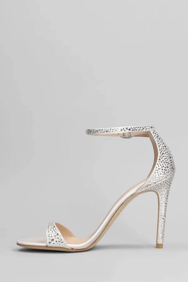Nudist Shine Sandals In Silver Satin - Image 3