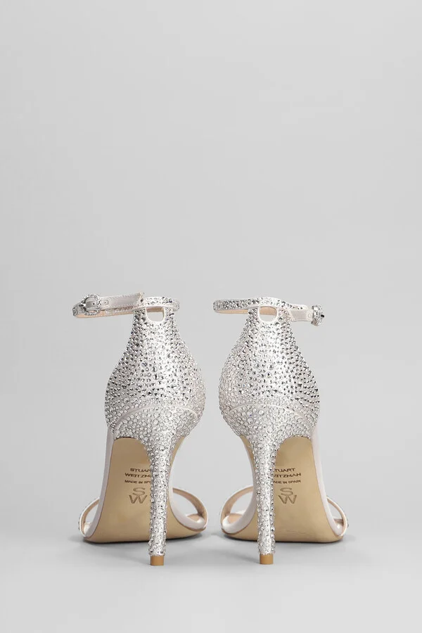 Nudist Shine Sandals In Silver Satin - Image 4