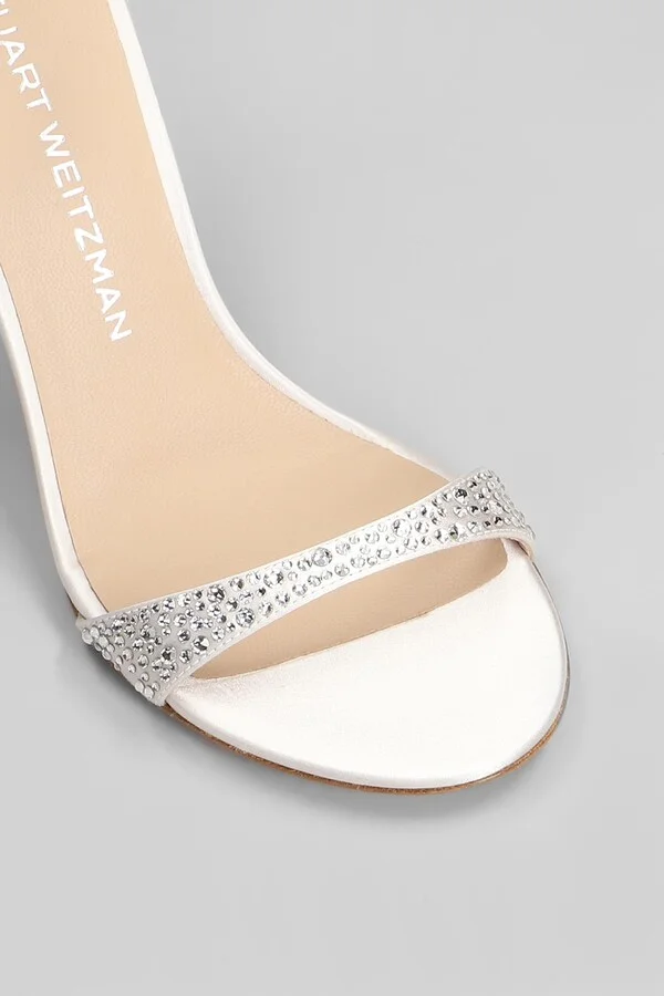 Nudist Shine Sandals In Silver Satin - Image 5