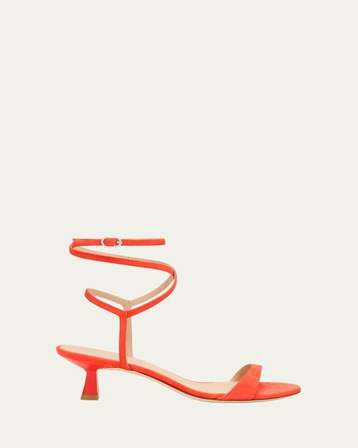 Nudist Suede Ankle-Strap Kitten Sandals