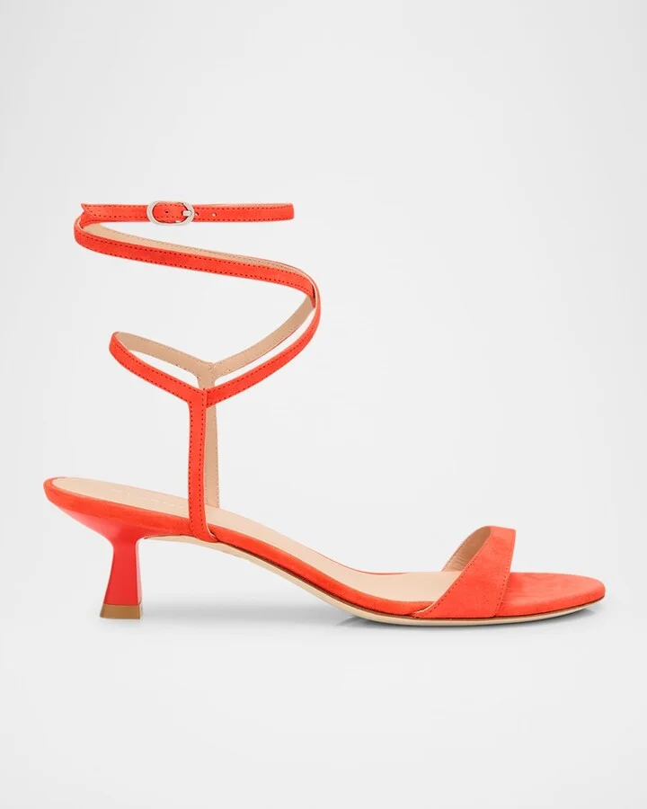 Nudist Suede Ankle-Strap Kitten Sandals