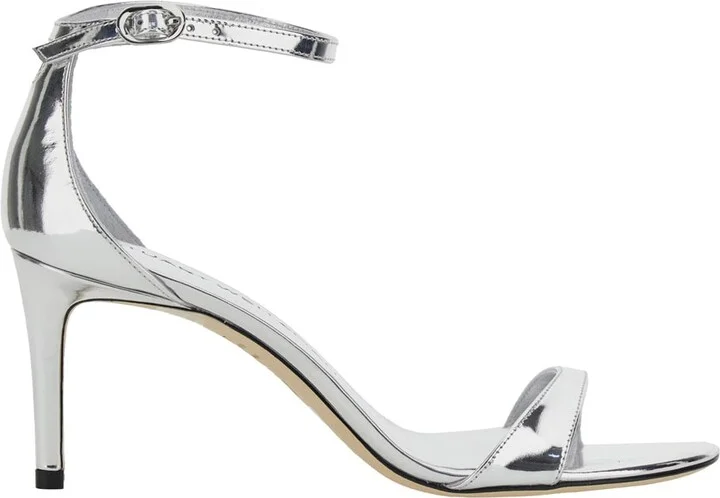 'nudistarc' Metallic Sandals With High Block Heel In Patent Leather Woman