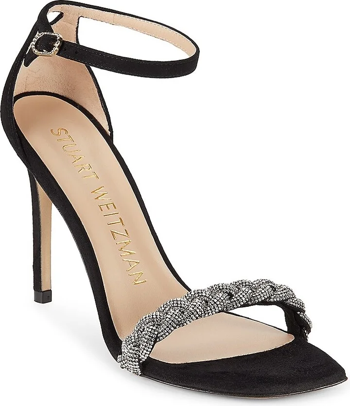 Nudistcurve Embellished Suede Ankle Strap Sandals - Image 2