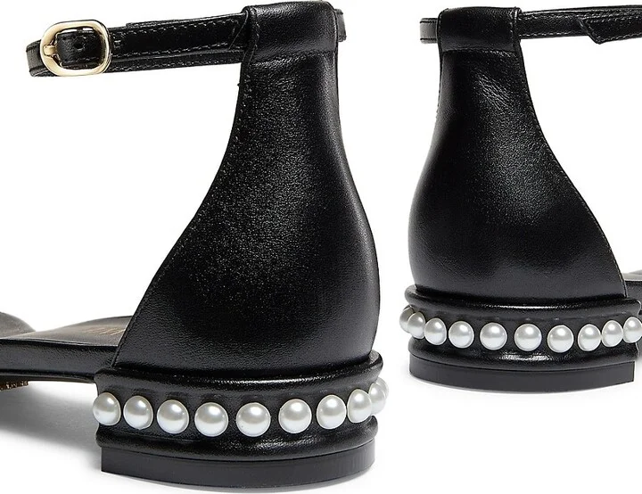 Nudistcurve Pearl-Embellished Leather Sandals - Image 10
