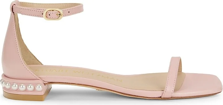 Nudistcurve Pearl-Embellished Leather Sandals