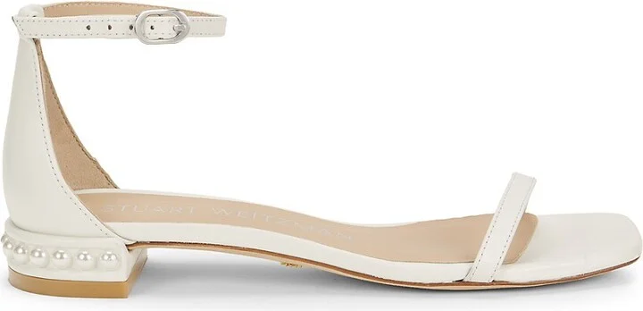 Nudistcurve Pearl-Embellished Leather Sandals