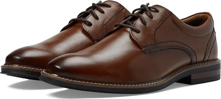 Nunn Bush Calderone Plain Toe Oxford Men's Lace Up Wing Tip Shoes Cognac : 10 W (EE), Leather