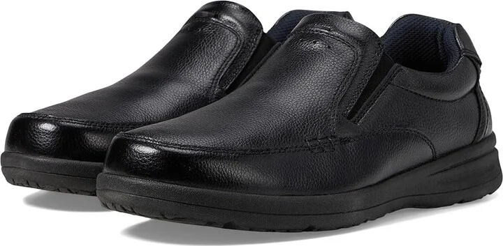 Nunn Bush Cam Moc Toe Slip-On Men's Slip-on Dress Shoes Black Tumbled Leather : 7 M (D)