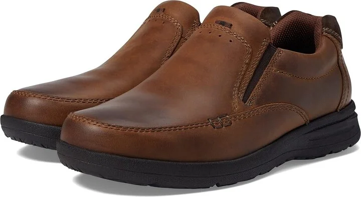 Nunn Bush Cam Moc Toe Slip-On Men's Slip-on Dress Shoes Brown Crazy Horse : 7 M (D), Leather