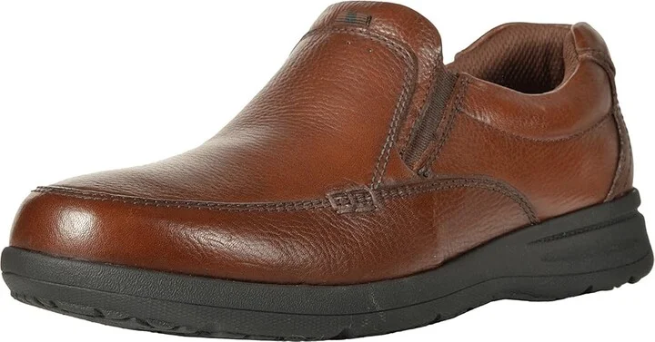 Nunn Bush Cam Moc Toe Slip-On Men's Slip-on Dress Shoes Cognac Tumbled Leather : 7 M (D) - Image 2