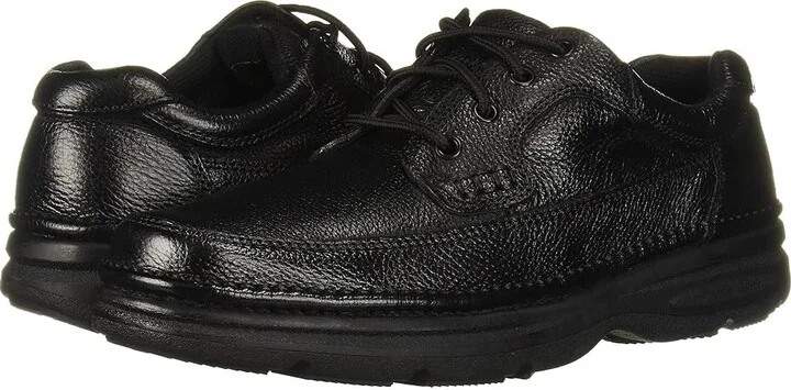 Nunn Bush Cameron Comfort Walking Oxford Men's Lace Up Moc Toe Shoes Black Tumbled Leather : 8 W (EE)