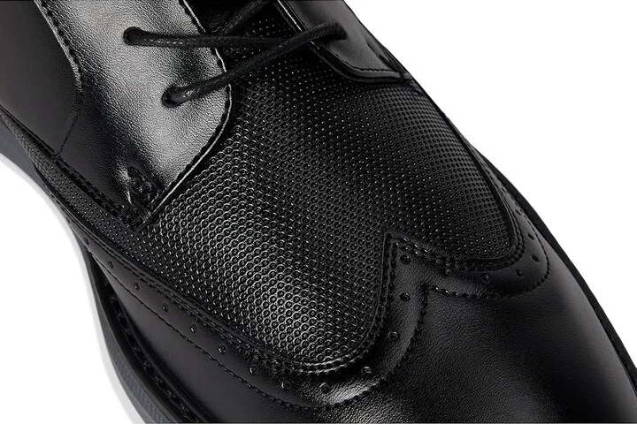 Nunn Bush Chase 2.0 Wingtip Oxford Casual Contemporary Lace Up Men's Shoes Black : 11 W (EE), Faux Leather - Image 7