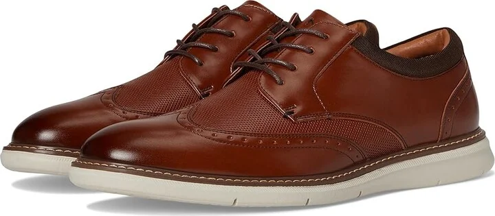Nunn Bush Chase 2.0 Wingtip Oxford Casual Contemporary Lace Up Men's Shoes Cognac : 7.5 M (D), Faux Leather