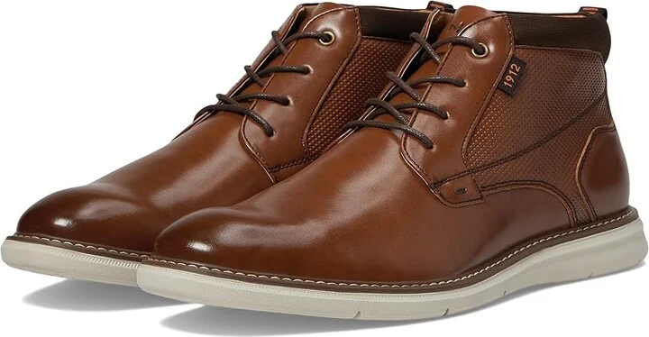 Nunn Bush Chase Plain Toe Chukka Contemporary Fashion Boot Men's Boots Cognac : 10 W (EE)