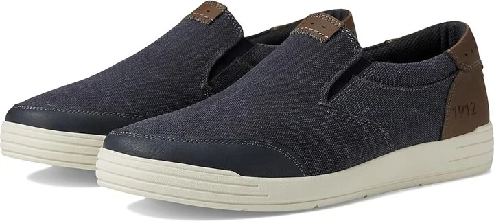 Nunn Bush City Walk Canvas Moc Toe Slip-On Men's Shoes Dark Blue : 7 M (D), Textile/Synthetic