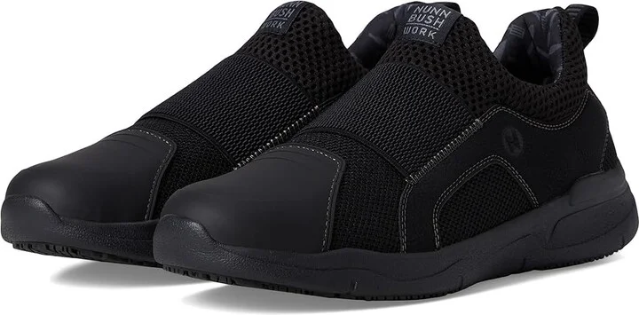 Nunn Bush Grazie AP1 Work Slip-On Slip-Resistant Work Shoe EZ On Athletic Style Sneaker Men's Work Lace-up Boots Black : 13 M (D), Synthetic