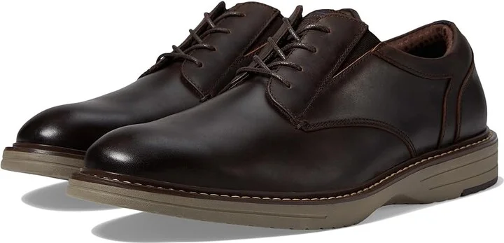 Nunn Bush Griff Plain Toe Oxford Lightweight and Comfortable for All Occasions Leather Lace Up Men's Lace-up Boots Brown : 9.5 W (EE)