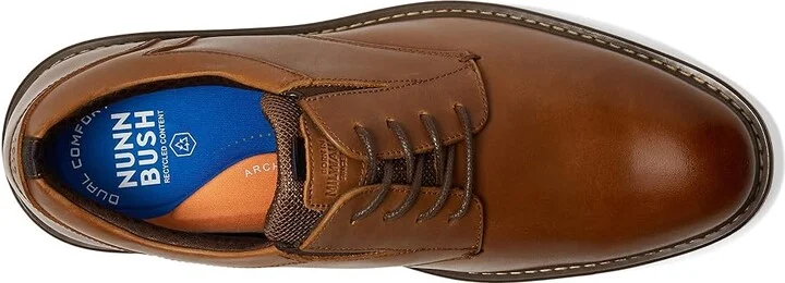 Nunn Bush Griff Plain Toe Oxford Lightweight and Comfortable for All Occasions Leather Lace Up Men's Lace-up Boots Cognac : 8.5 M (D) - Image 2