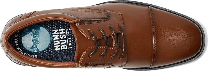 Nunn Bush Jarvis Cap Toe Oxford Dress Casual Business Formal Lace Up Men's Lace Up Wing Tip Shoes Cognac : 11.5 M (D), Leather - Image 2