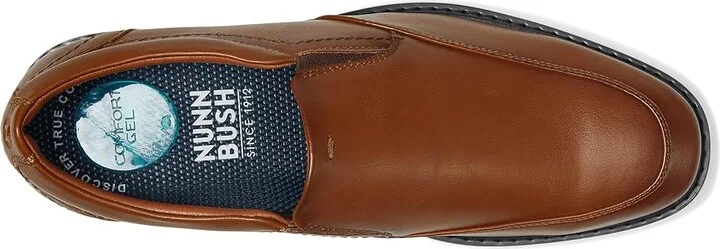 Nunn Bush Jarvis Moccasin Toe Slip-On Dress Casual Business Loafers Men's Lace Up Wing Tip Shoes Cognac : 10.5 W (EE), Leather/Rubber/Suede - Image 2