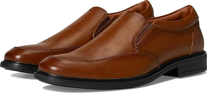 Nunn Bush Jarvis Moccasin Toe Slip-On Dress Casual Business Loafers Men's Lace Up Wing Tip Shoes Cognac : 10.5 W (EE), Leather/Rubber/Suede